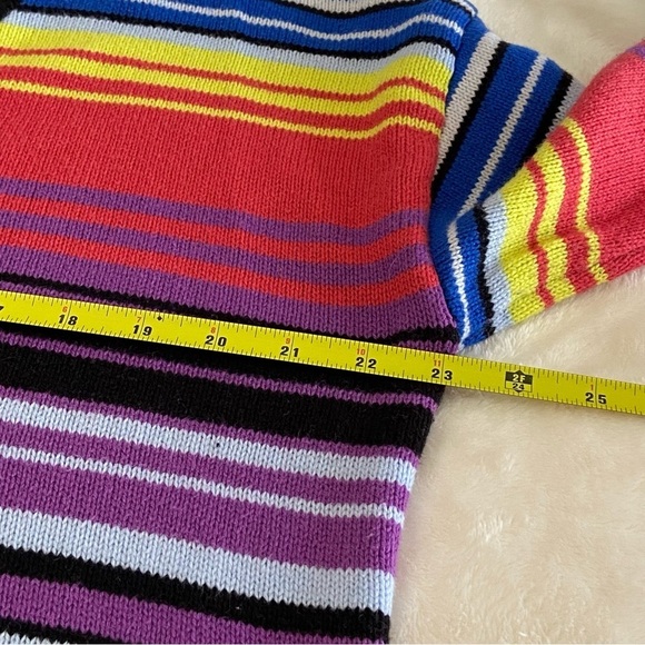 FOREVER 21 / Multicolored Striped V-neck Crop Oversized Sweater Size S - Picture 4 of 6